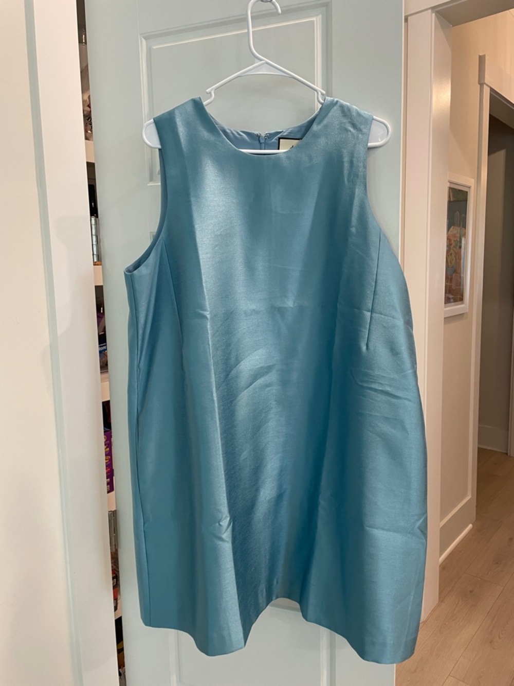 Tuckernuck, light blue satin sleeveless dress